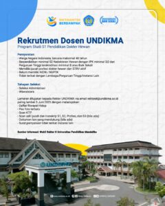 Rekrutmen Dosen Universitas Pendidikan Mandalika Program Studi S1 Pendidikan Dokter Hewan